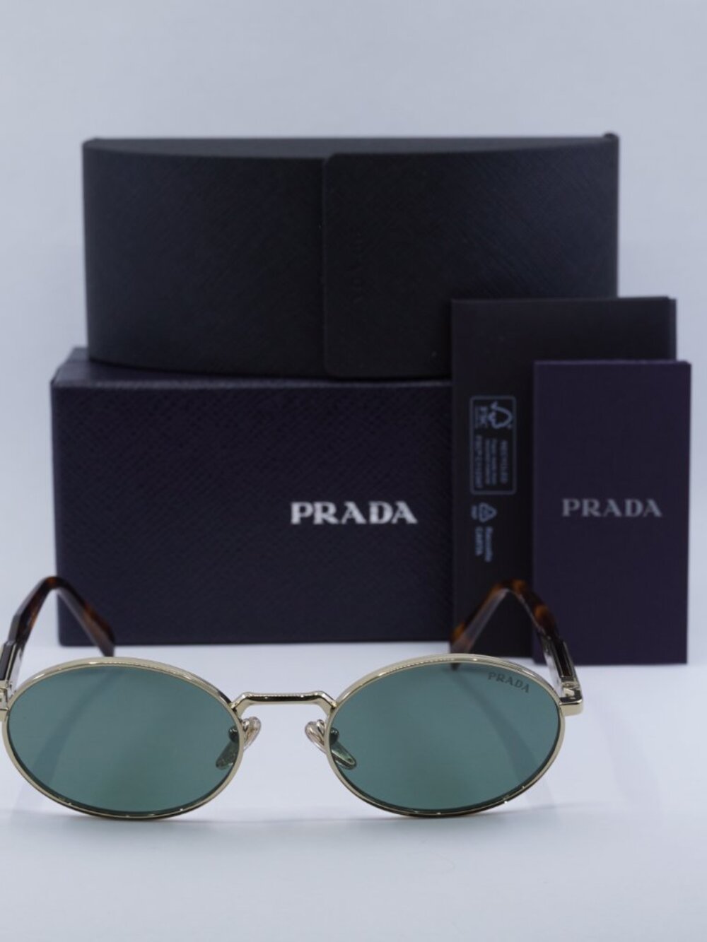 Prada PR65ZS ZVN70L Oval Sunglasses – Pale Gold\Dark Green - Picture 3 of 13